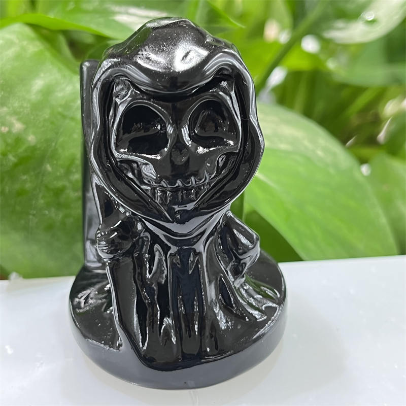 2 Natural Obsidian gem skull Quartz Carved Crystal Skull Reiki Healing 1pc